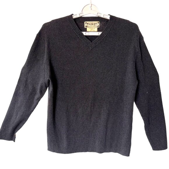 Polo Jeans Company Mens Size XL Cotton Ribbeds Knit Stretch Gray Sweater V-Neck - Picture 1 of 8